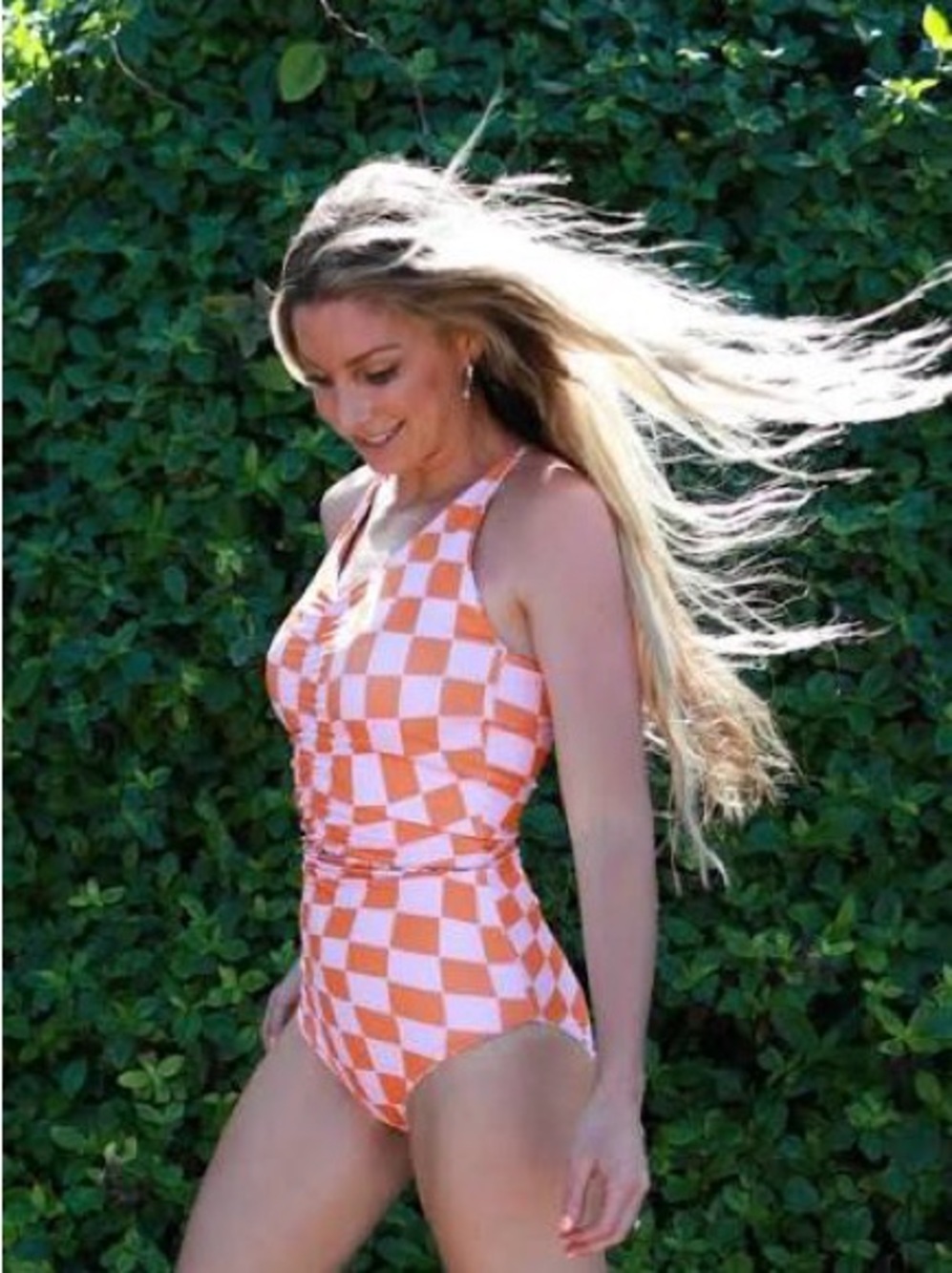 Women’s Orange Floral One-Piece Swimsuit